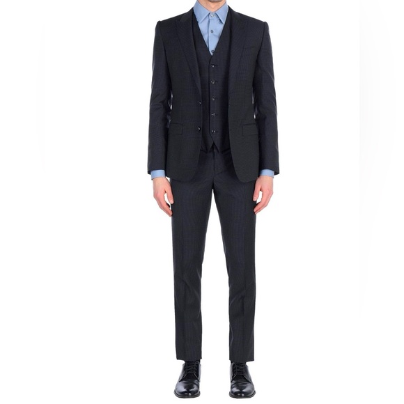 Dolce & Gabbana Dark Suit with Blue Accents